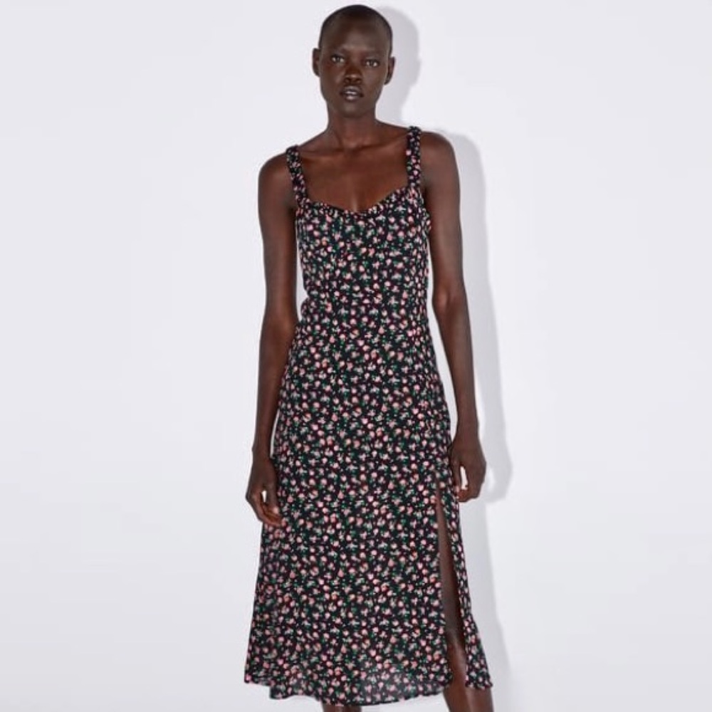 Zara floral print slip dress